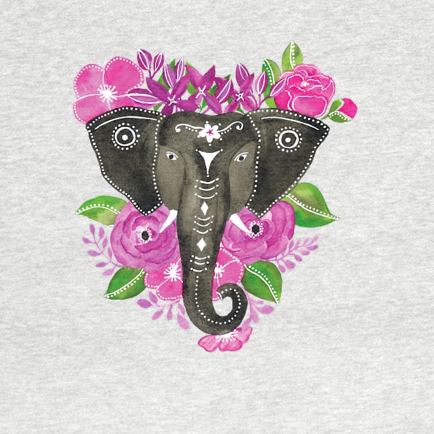 Grey Elephant - Flower art by Veda Murthy Art